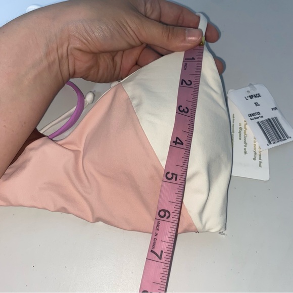 NWT  L*Space Sea Glass Color Block Bikini Swim Top Brown Pink Halter XL Bitsy - Picture 5 of 10